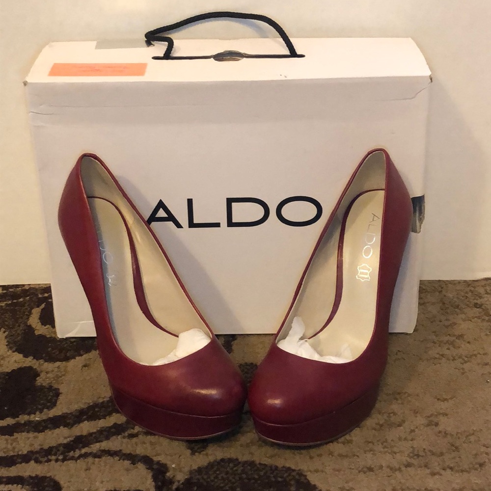 Aldo Crixia Red Leather Platform Pumps